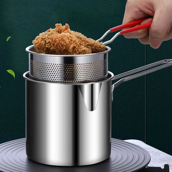 Panela de Fritura em Aço Inoxidável com Cesto Coletor Perfeita - Lumecasa