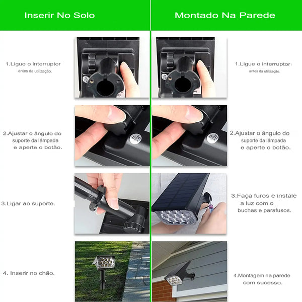 Refletor Solar LED Verde Iluminação Sustentável para Áreas Externas - Lumecasa