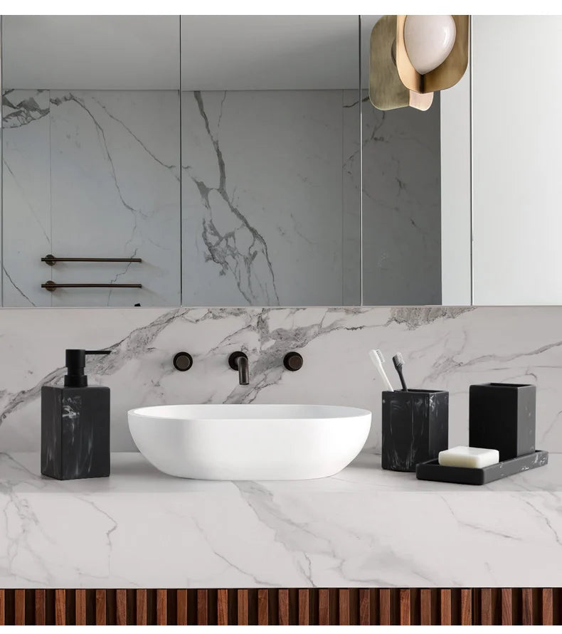 Conjunto de Acessórios para Banheiro Padrão Mármore - Lumecasa