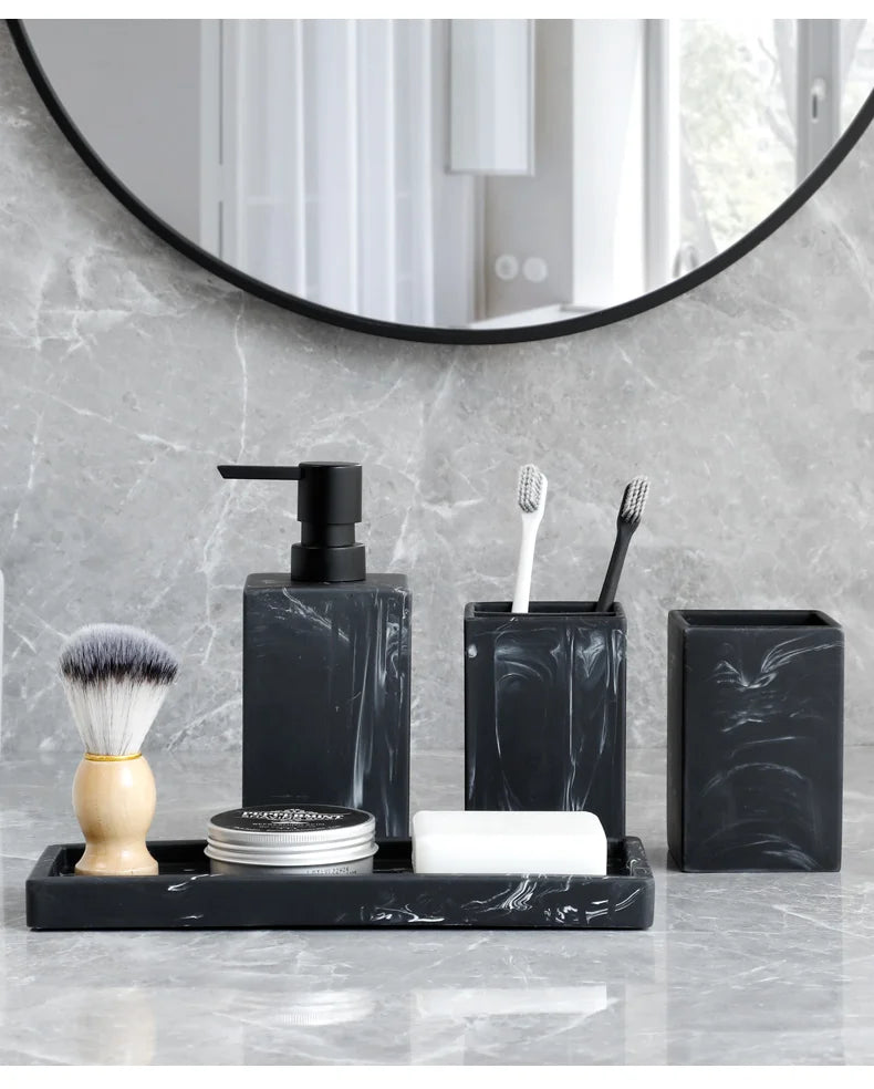 Conjunto de Acessórios para Banheiro Padrão Mármore - Lumecasa