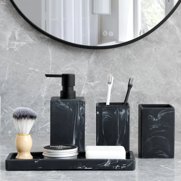 Conjunto de Acessórios para Banheiro Padrão Mármore - Lumecasa