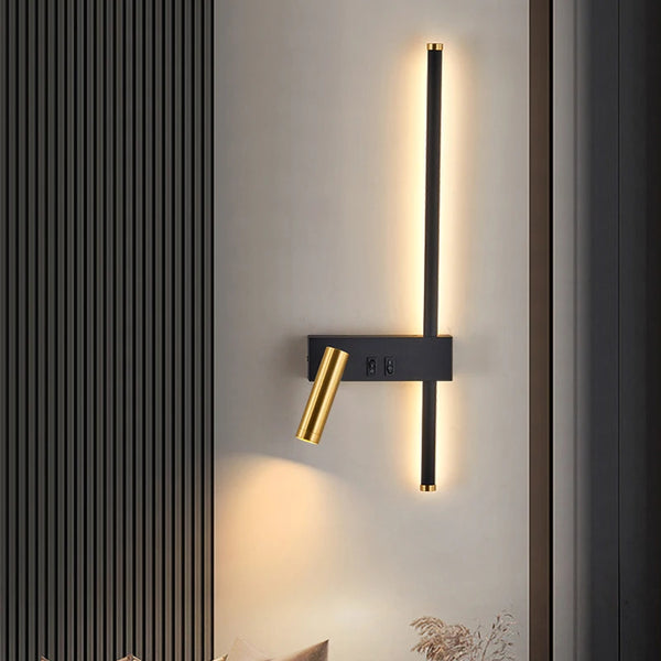 Kit 2 Arandelas LED Moderna Preto e Dourado Iluminação Sofisticada para Quartos e Salas - Lumecasa