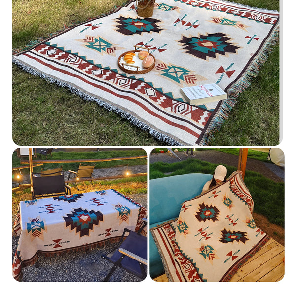 Manta Boho Oversized com Franjas  para Todos os Ambientes - Lumecasa