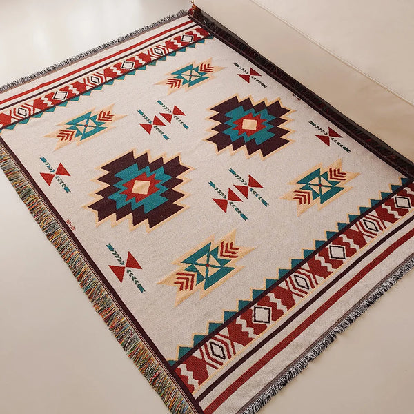 Manta Boho Oversized com Franjas  para Todos os Ambientes - Lumecasa