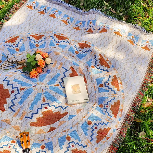 Toalha/Manta de Piquenique Boho com Franjas - Lumecasa