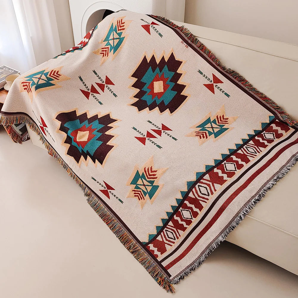 Manta Boho Oversized com Franjas  para Todos os Ambientes - Lumecasa