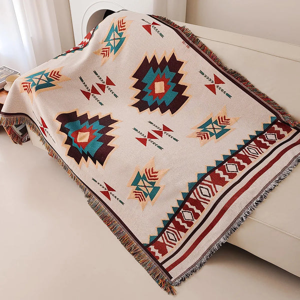Manta Boho Oversized com Franjas  para Todos os Ambientes - Lumecasa
