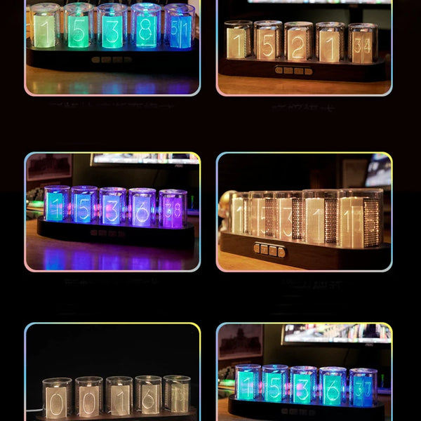 Relógio Digital Nixie Tube com Iluminação RGB Decoração Retro-Futurista - Lumecasa