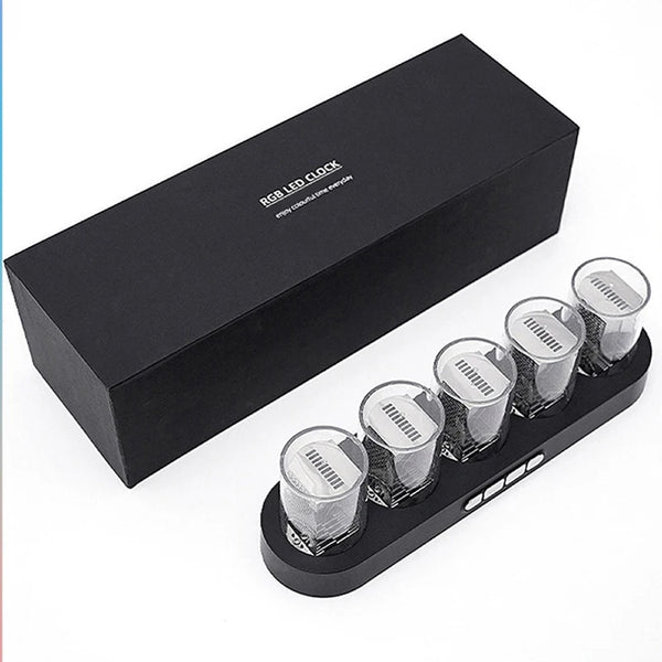 Relógio Digital Nixie Tube com Iluminação RGB Decoração Retro-Futurista - Lumecasa