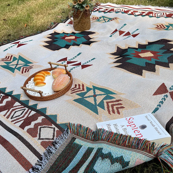 Manta Boho Oversized com Franjas  para Todos os Ambientes - Lumecasa