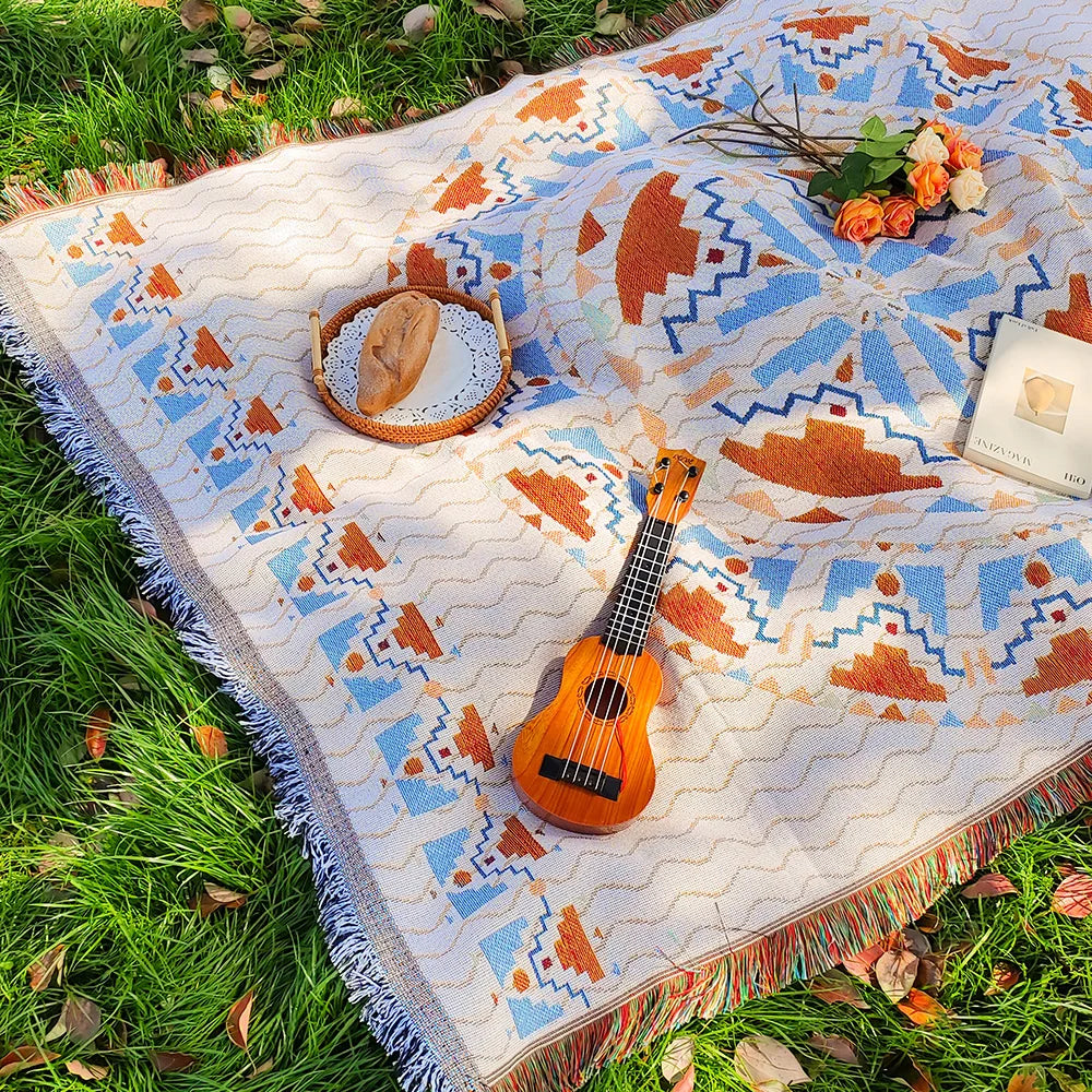 Toalha/Manta de Piquenique Boho com Franjas - Lumecasa