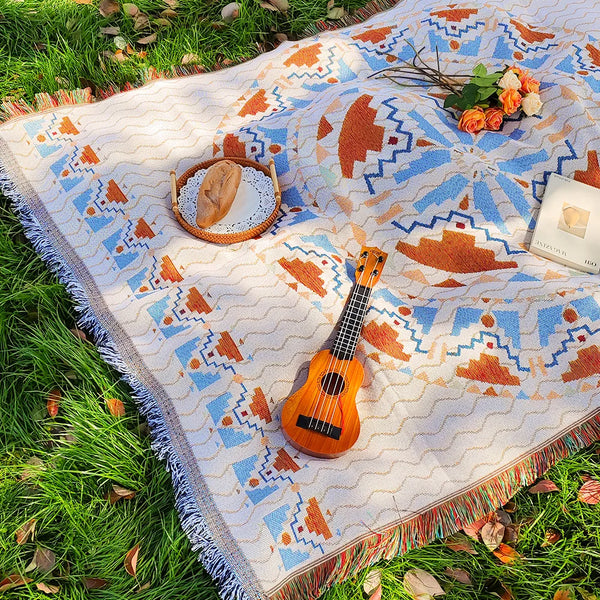 Toalha/Manta de Piquenique Boho com Franjas - Lumecasa