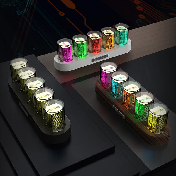 Relógio Digital Nixie Tube com Iluminação RGB Decoração Retro-Futurista - Lumecasa