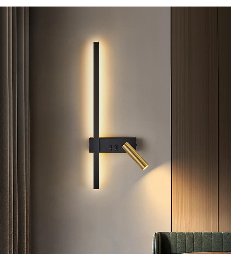 Kit 2 Arandelas LED Moderna Preto e Dourado Iluminação Sofisticada para Quartos e Salas - Lumecasa