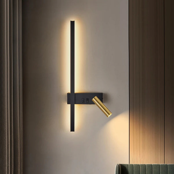 Kit 2 Arandelas LED Moderna Preto e Dourado Iluminação Sofisticada para Quartos e Salas - Lumecasa