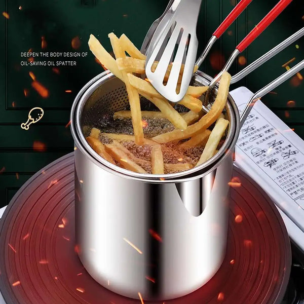 Panela de Fritura em Aço Inoxidável com Cesto Coletor Perfeita - Lumecasa