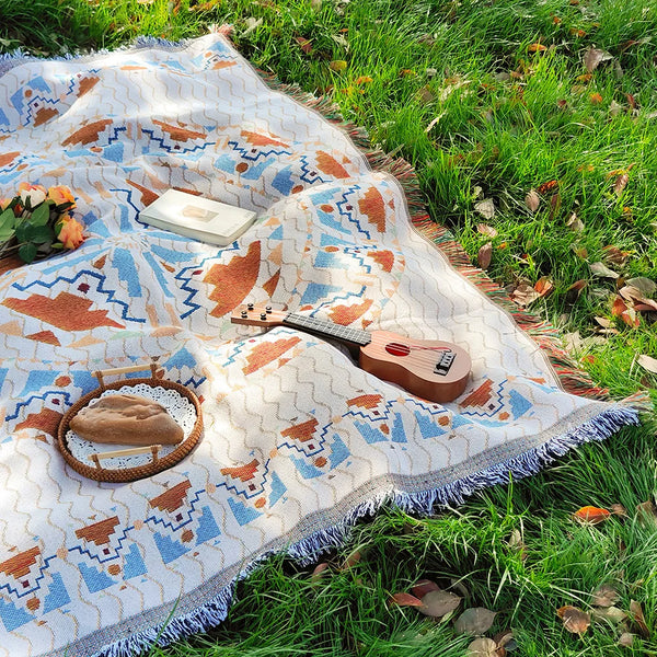 Toalha/Manta de Piquenique Boho com Franjas - Lumecasa