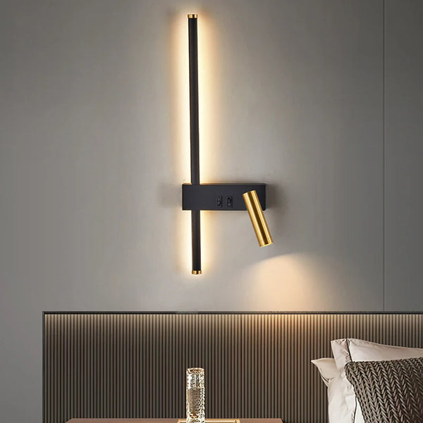 Kit 2 Arandelas LED Moderna Preto e Dourado Iluminação Sofisticada para Quartos e Salas - Lumecasa