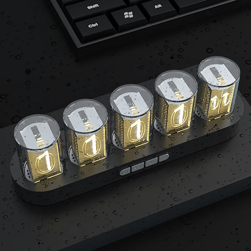 Relógio Digital Nixie Tube com Iluminação RGB Decoração Retro-Futurista - Lumecasa