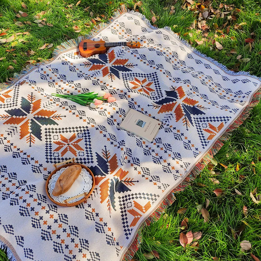 Manta Versátil de Algodão para Piqueniques, Sofás e Decoração - Lumecasa