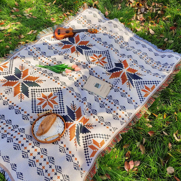 Manta Versátil de Algodão para Piqueniques, Sofás e Decoração - Lumecasa