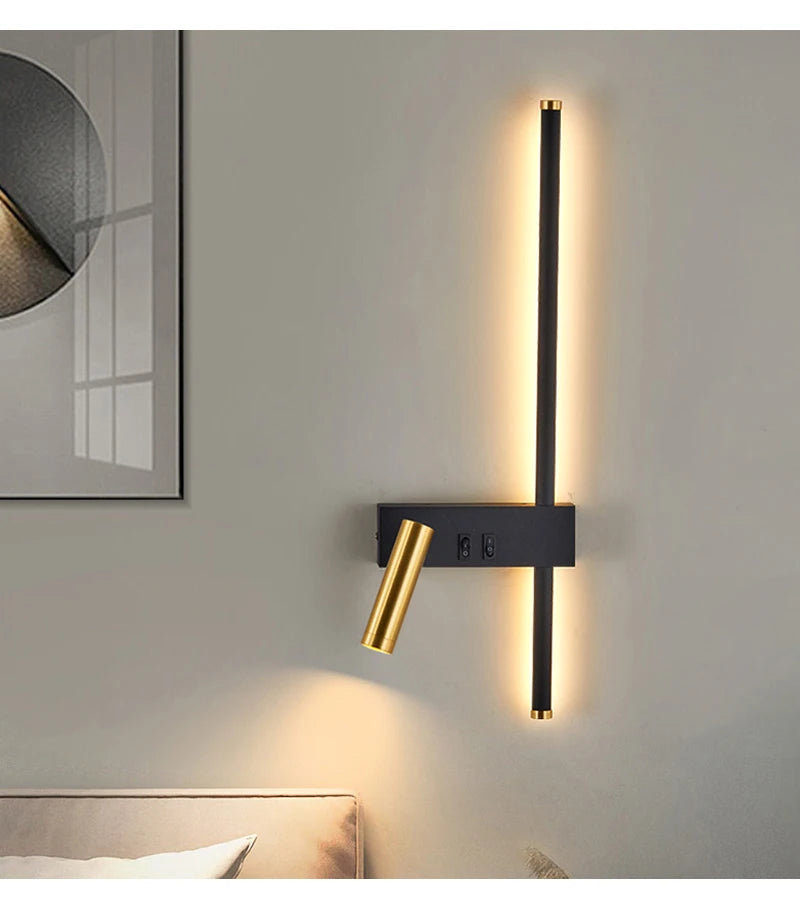 Kit 2 Arandelas LED Moderna Preto e Dourado Iluminação Sofisticada para Quartos e Salas - Lumecasa