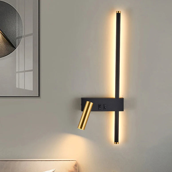 Kit 2 Arandelas LED Moderna Preto e Dourado Iluminação Sofisticada para Quartos e Salas - Lumecasa