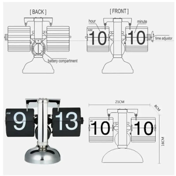 Relógio Flip Clock com Virada Automática de Páginas – Lumecasa