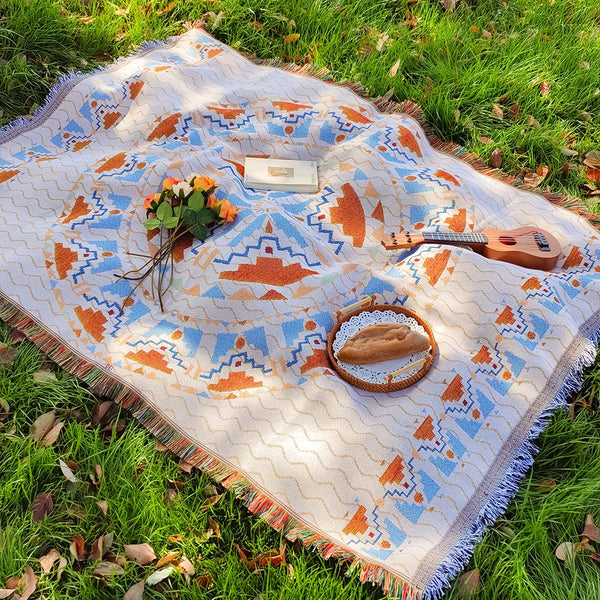 Toalha/Manta de Piquenique Boho com Franjas - Lumecasa