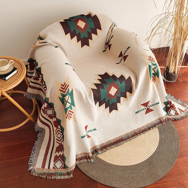 Manta Boho Oversized com Franjas  para Todos os Ambientes - Lumecasa