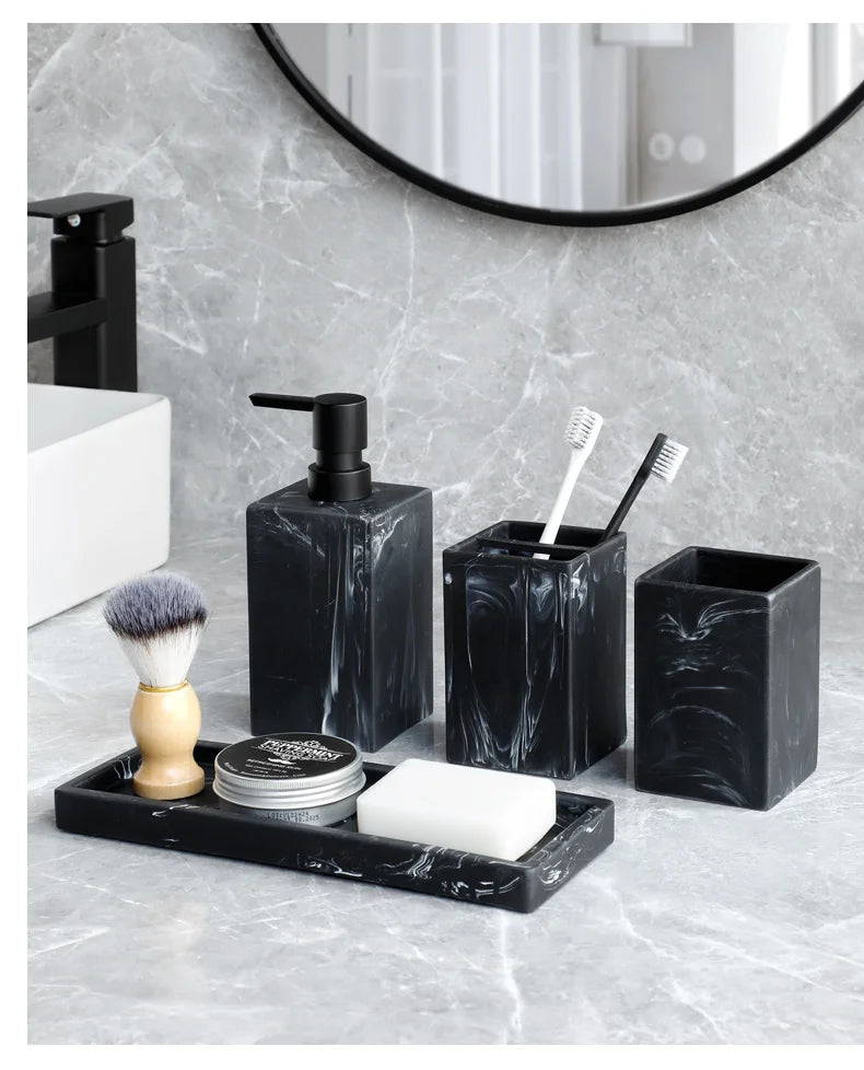 Conjunto de Acessórios para Banheiro Padrão Mármore - Lumecasa