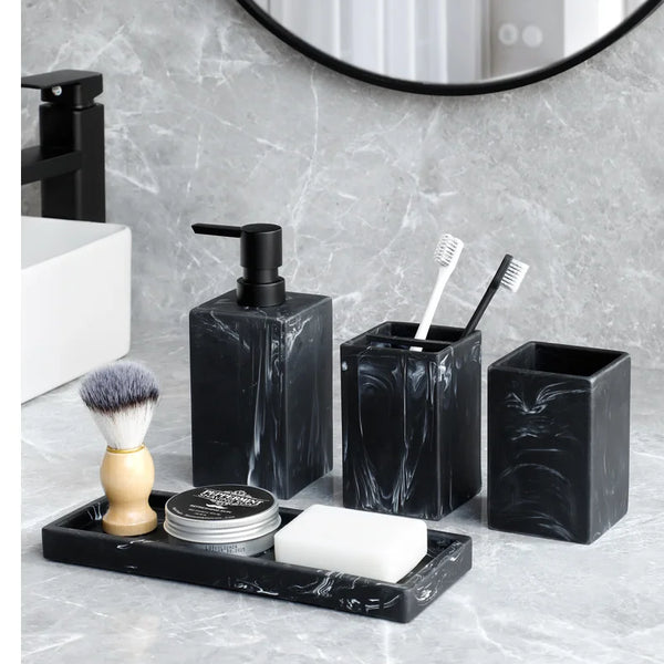 Conjunto de Acessórios para Banheiro Padrão Mármore - Lumecasa