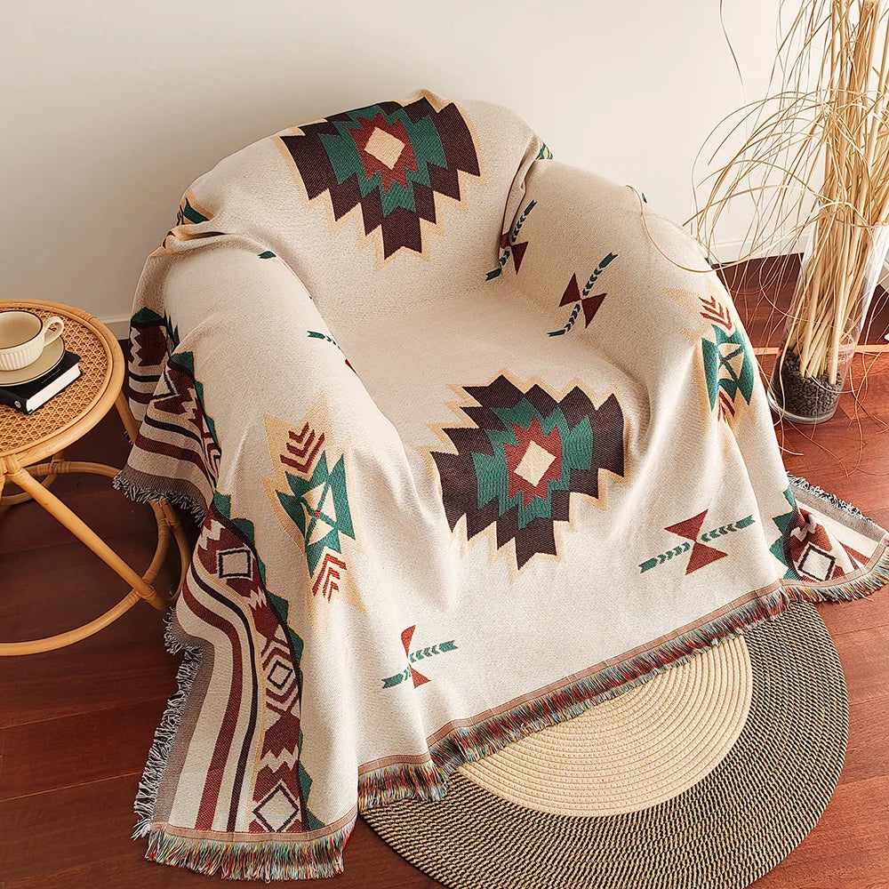 Manta Boho Oversized com Franjas  para Todos os Ambientes - Lumecasa