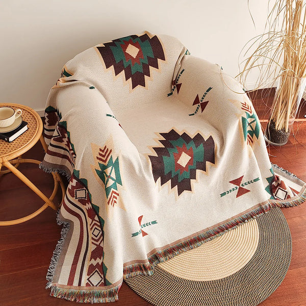 Manta Boho Oversized com Franjas  para Todos os Ambientes - Lumecasa