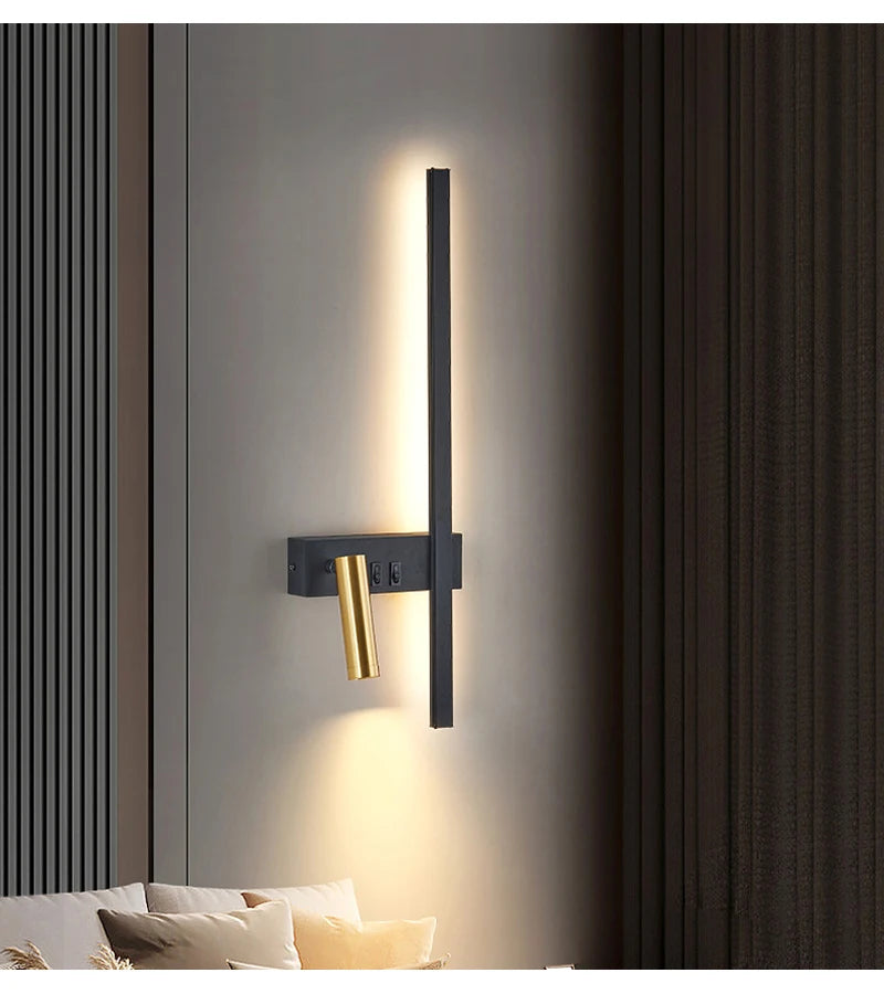 Kit 2 Arandelas LED Moderna Preto e Dourado Iluminação Sofisticada para Quartos e Salas - Lumecasa