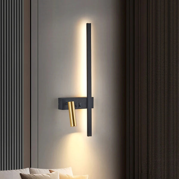Kit 2 Arandelas LED Moderna Preto e Dourado Iluminação Sofisticada para Quartos e Salas - Lumecasa